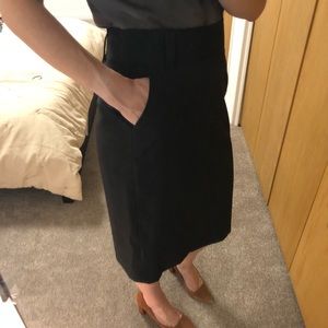 High waisted pinstripe pencil skirt with pockets